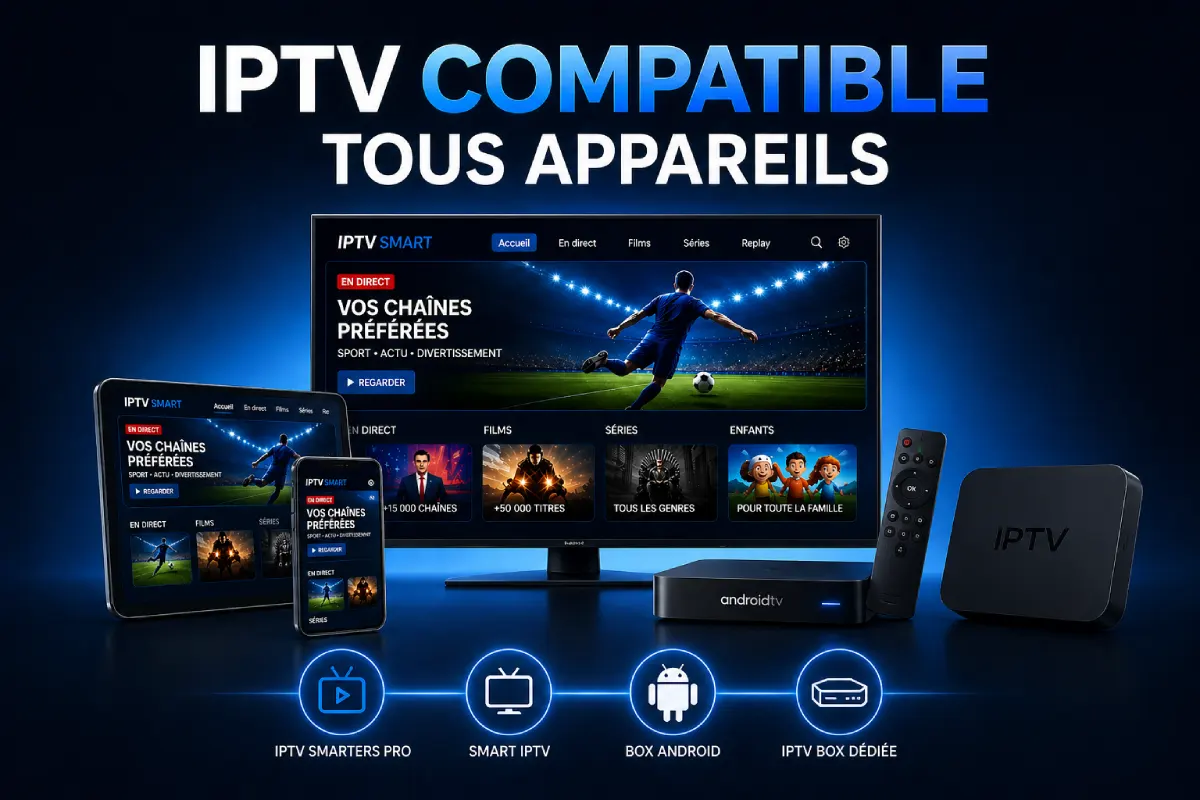 Agence IPTV compatible tous appareils : Smart TV, tablette, smartphone, box Android et IPTV box dédiée