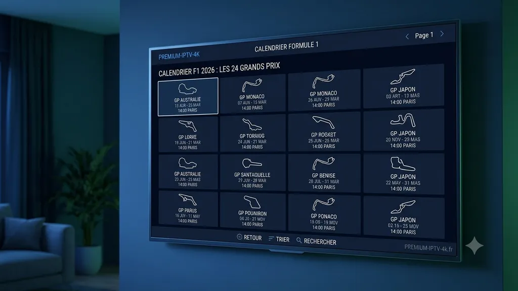 Calendrier IPTV Formule 1 2026 : les 24 Grands Prix avec horaires français