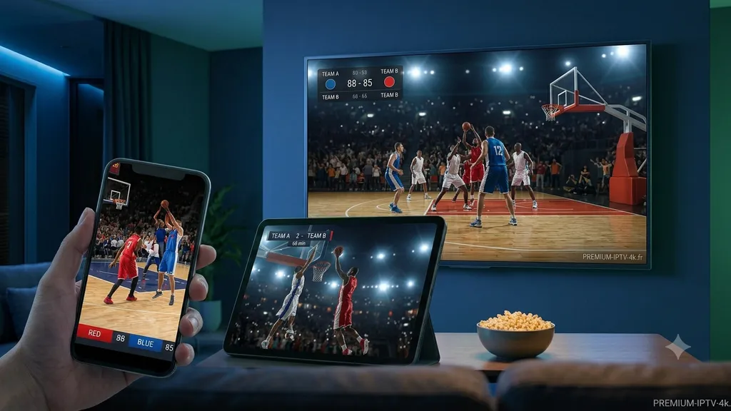 Soirée NBA avec trois matchs suivis en simultané sur téléviseur, tablette et smartphone via IPTV